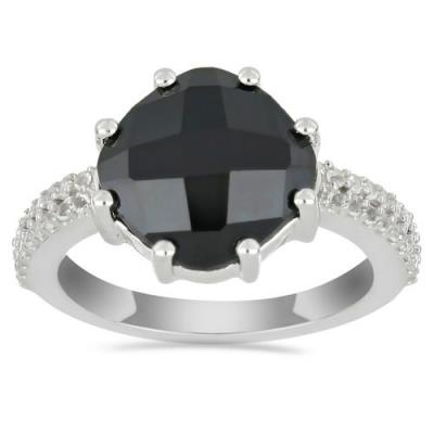 BUY GENUINE BLACK ONYX GEMSTONE BIG STONE RING IN 925 SILVER